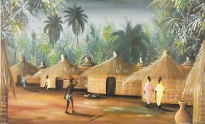 Five Nigerian paintings of figures and v
