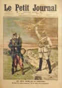 Three framed French military prints, 