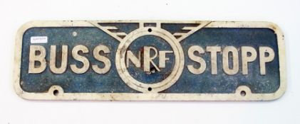 Norwegian metal bus stop sign increased