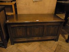 Reproduction oak linen-fold panelled cof