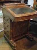 Victorian figured inlaid walnut Davenpor
