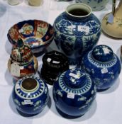 A pair of Chinese blue and white prunus