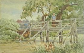 Pair watercolour drawings