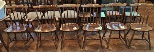 Set of six modern stained wood railback