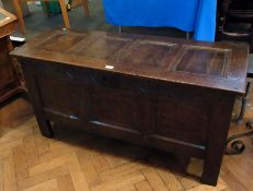 Late 17th century oak coffer having quad
