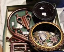 An Oriental puzzle ball, two spinach jad