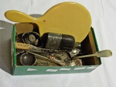 Silver hatpin stand, a hand mirror possi