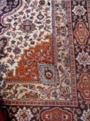 Cream wool rug, allover stylised floral