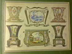 Set of three heightened chromolithograph