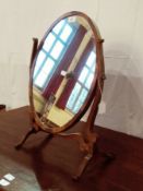 Mahogany toilet mirror, the oval plate o