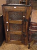 Oak wall-hanging corner cabinet, two she