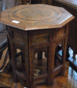 Anglo Indian style brass inlaid hardwood