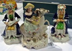 Pair 19th century Staffordshire pottery