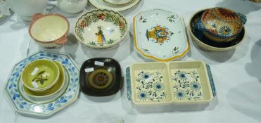 Quimper pottery bowl painted with countr