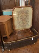 A 19th century brass and wire fender, on