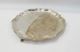 Silver salver with raised and gadrooned