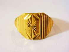 Indian gold-coloured metal signet ring,