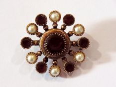 Victorian gold almandine garnet and seed