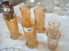 Four Mary Gregory style glasses & two sm