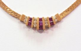 14K gold ruby and diamond necklace set b