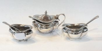 A George V silver three-piece condiment