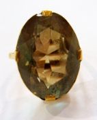 Gold-coloured metal ring set large oval