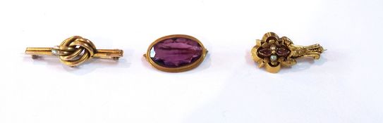 Amethyst and pearl brooch in flowerhead