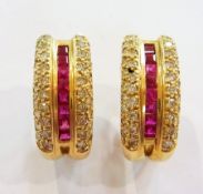 14K gold diamond and ruby suite viz:- ri