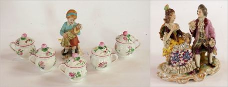 A collection of five small custard pots,