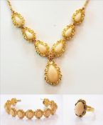 18ct gold coral, blue enamel, diamond an