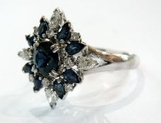 18K white gold sapphire and diamond clus