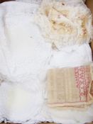 Assorted embroidered and lace table line