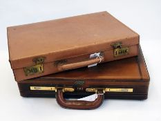 Pigskin attache case with red morocco an