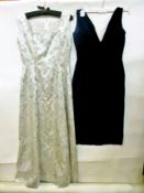 A royal blue velvet sleeveless cocktail