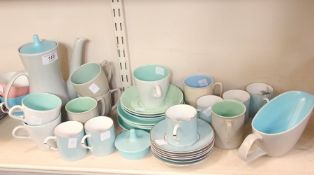 Poole grey and pale blue coffee pot with