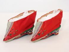 Pair oriental embroidered silk child's s