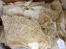 Assorted lace including bobbin and embro