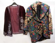 A 1980's printed velvet duster coat with