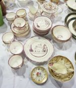 Victorian pink lustre part teaset painte