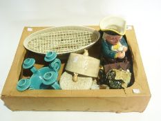 Hornsea blue and white pottery vase, pot