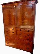 19th century inlaid mahogany secretaire