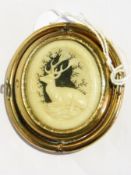 A Victorian rolled gold and carved ivory