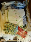 A quantity of textiles, pouffe, trays, e