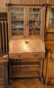 Early 20th century oak bureau bookcase,