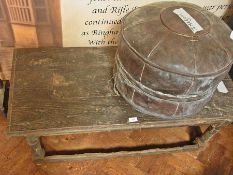 Antique oak low rectangular table on tur