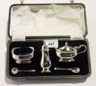 Silver condiment set each baluster raise