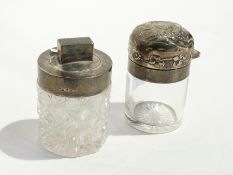 Glass dressing table jar with silver mou