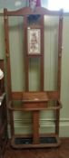 Oak hallstand with tile back, 70cm wide