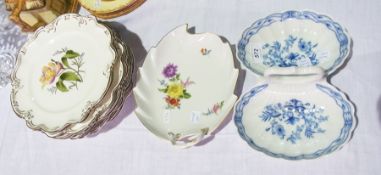 Modern Meissen style leaf-shaped plate,