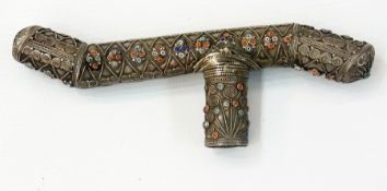 Turkish white metal & glass beaded walki